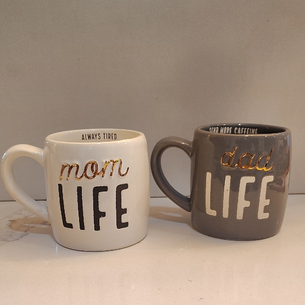 Mud Pie Dad Life and Mom Life Mugs Set Of 2